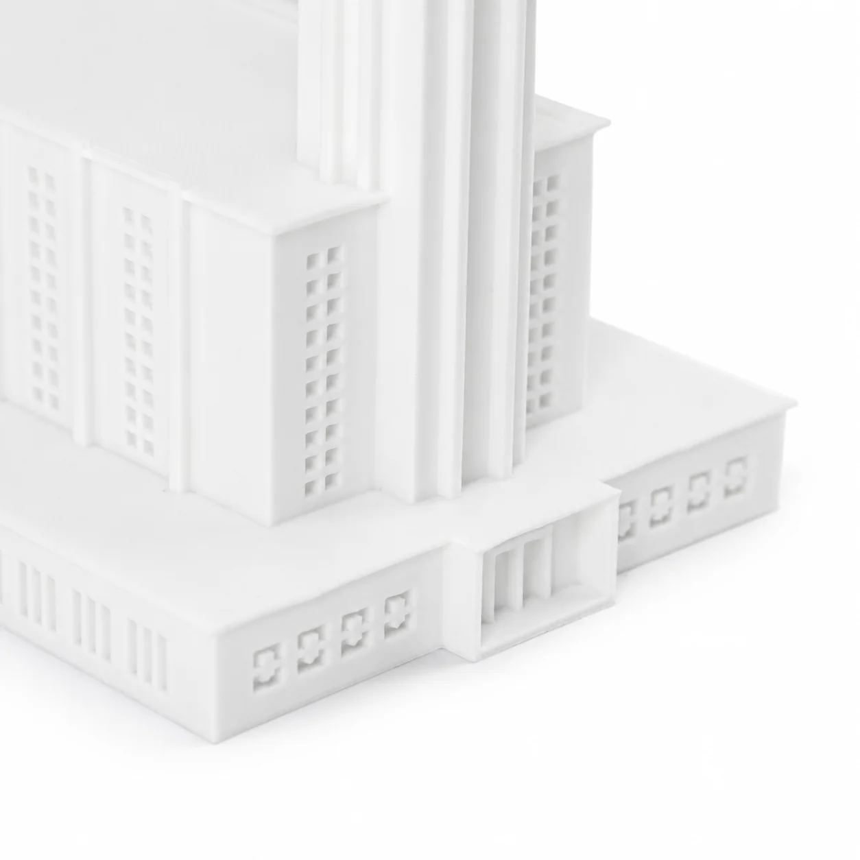 Hamilton Temple 3D printed model in White - spire and detail close-up